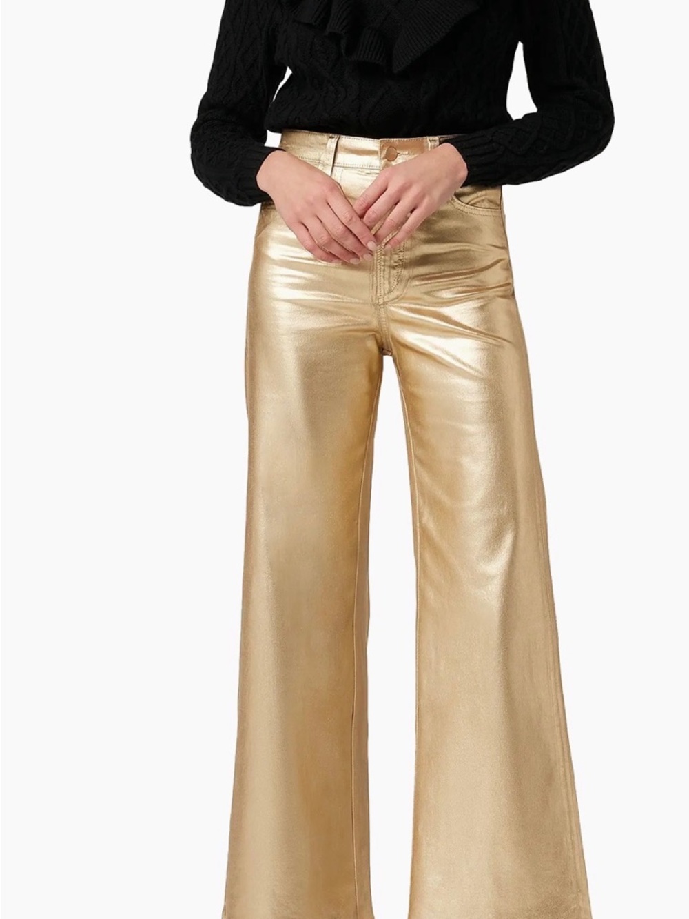 Joe's Jeans Gold Foil High-Rise Wide Ankle Pants